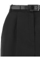 Belted wool shorts Black