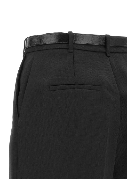 Belted wool shorts Black