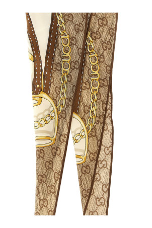 Шовковий шарф з твілової тканини, бежевий GUCCI 8749763G0059965