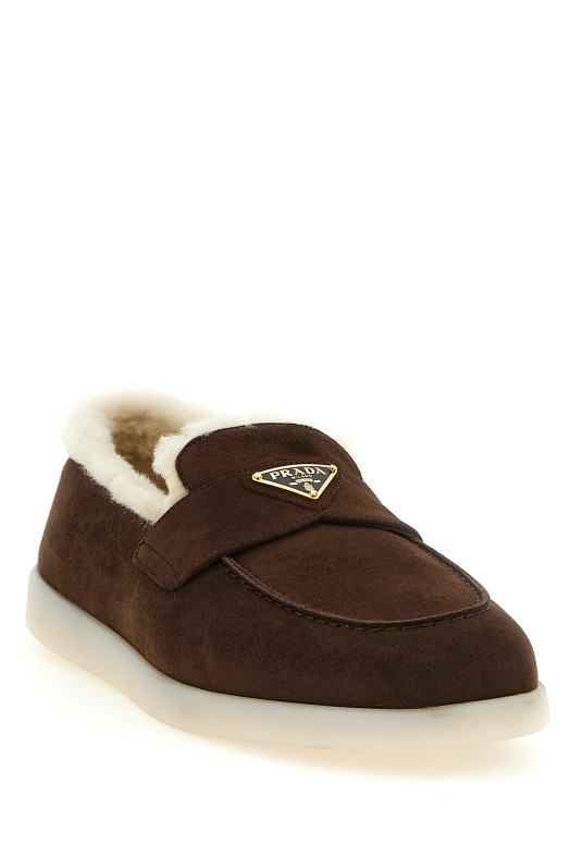 Замшеві лофери, коричневі PRADA 1D222NFZB253ZKPF0003