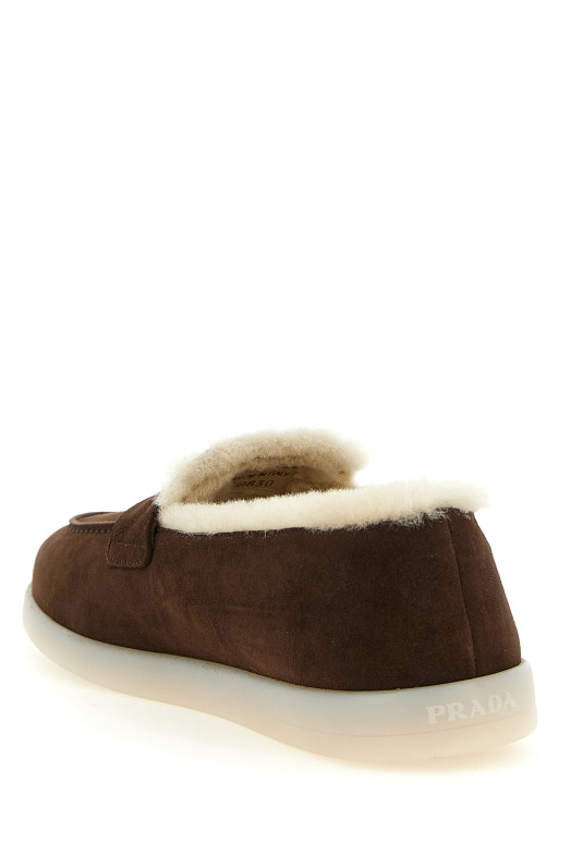 Замшеві лофери, коричневі PRADA 1D222NFZB253ZKPF0003