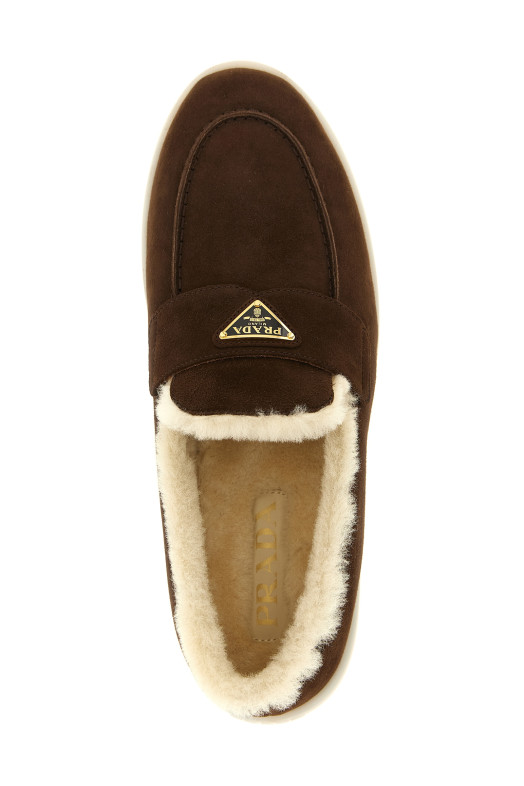 Замшеві лофери, коричневі PRADA 1D222NFZB253ZKPF0003