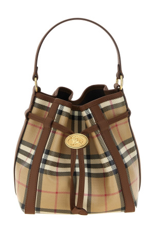 Check mini bucket bag Beige