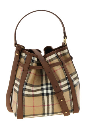 Check mini bucket bag Beige