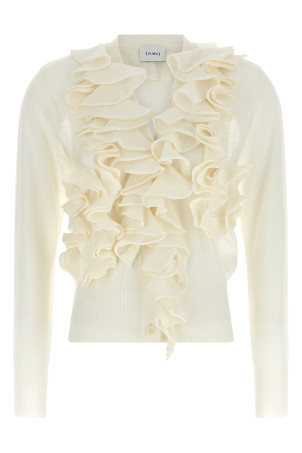 Ruffle cardigan White