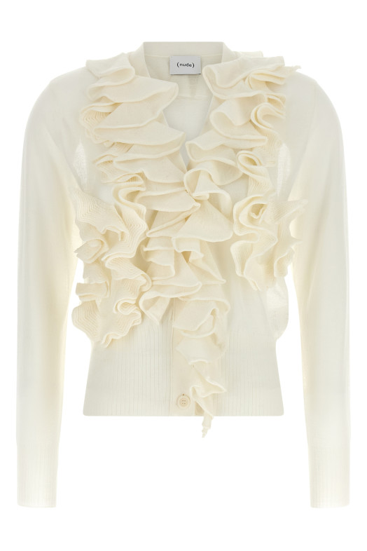 Ruffle cardigan White
