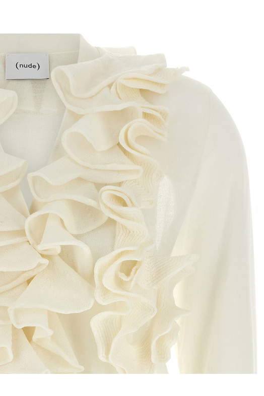 Ruffle cardigan White