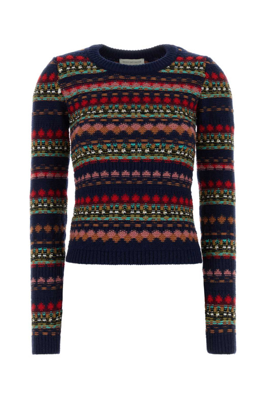 Embroidered wool sweater Blue DRIES VAN NOTEN (2620112314761)