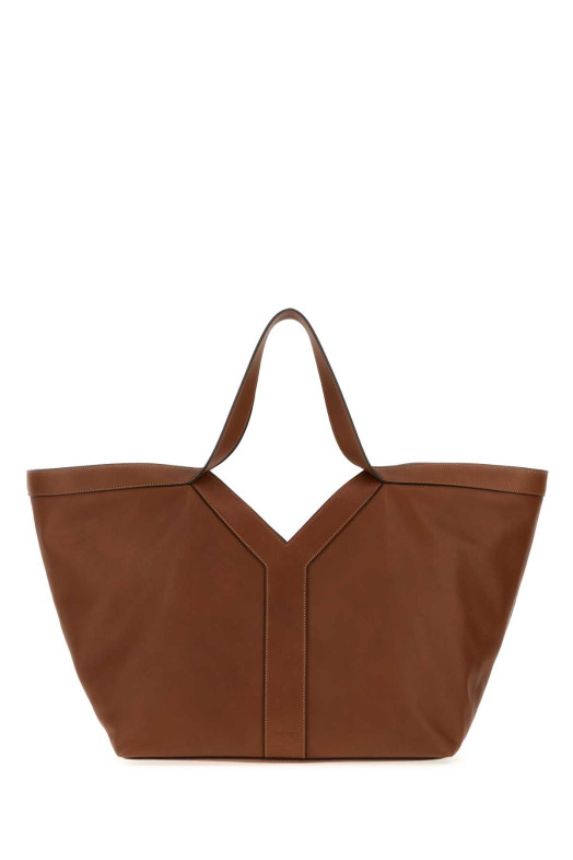 Коричневая кожаная сумка для покупок в форме буквы Y SAINT LAURENT (817602AAEC3)