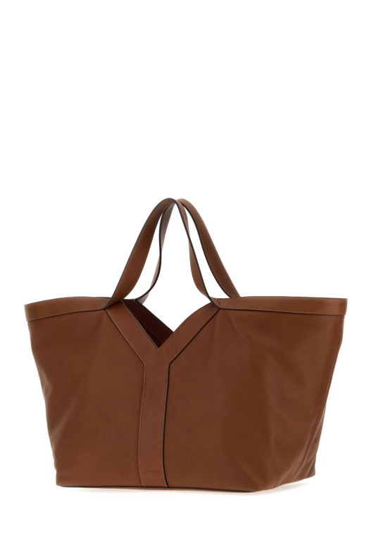Коричневая кожаная сумка для покупок в форме буквы Y SAINT LAURENT (817602AAEC3)