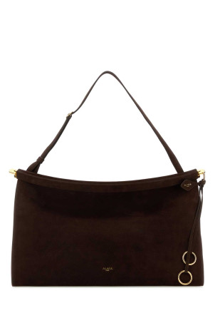 Brown suede large East West shoulder bag ALAIA (AA1S01441CA214)