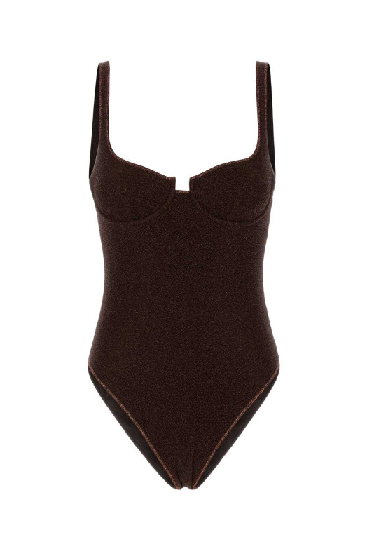 Chocolate nylon blend swimsuit Bordeaux OSEREE (LAMF257)