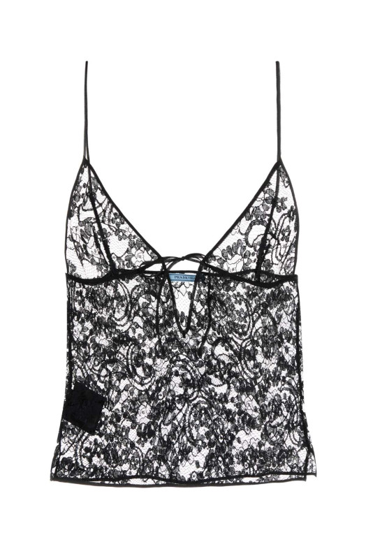 Black lace top Black PRADA (TP6238SOOO13B0)