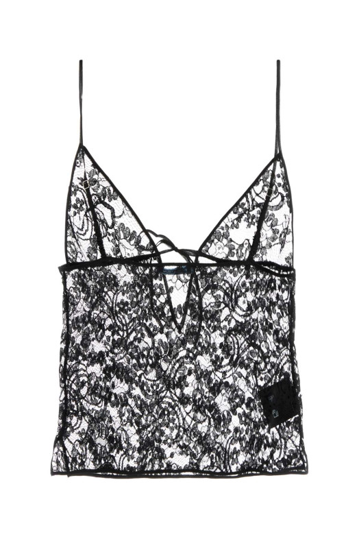 Black lace top Black PRADA (TP6238SOOO13B0)