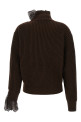 Ribbed Lace Sweater Brown