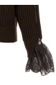 Ribbed Lace Sweater Brown