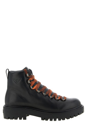 Lace-up ankle boots with hooks Black