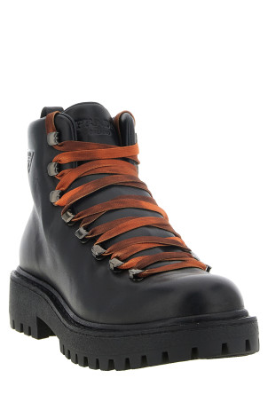 Lace-up ankle boots with hooks Black