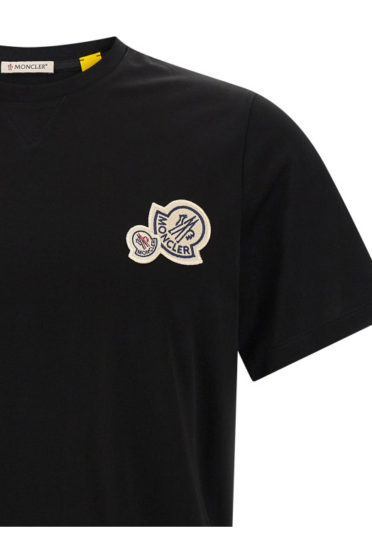 Футболка с двойным логотипом, черная MONCLER L20918C000418390Y999