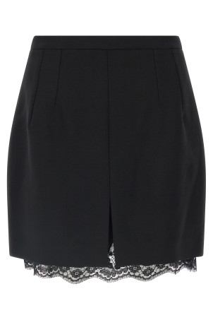 Double crêpe wool skirt Black