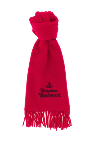 Scarf with embroidered logo Red