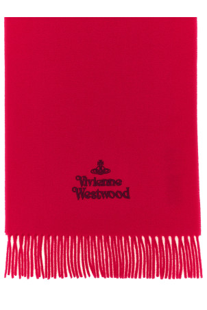 Scarf with embroidered logo Red