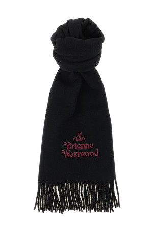 Logo embroidery scarf Black
