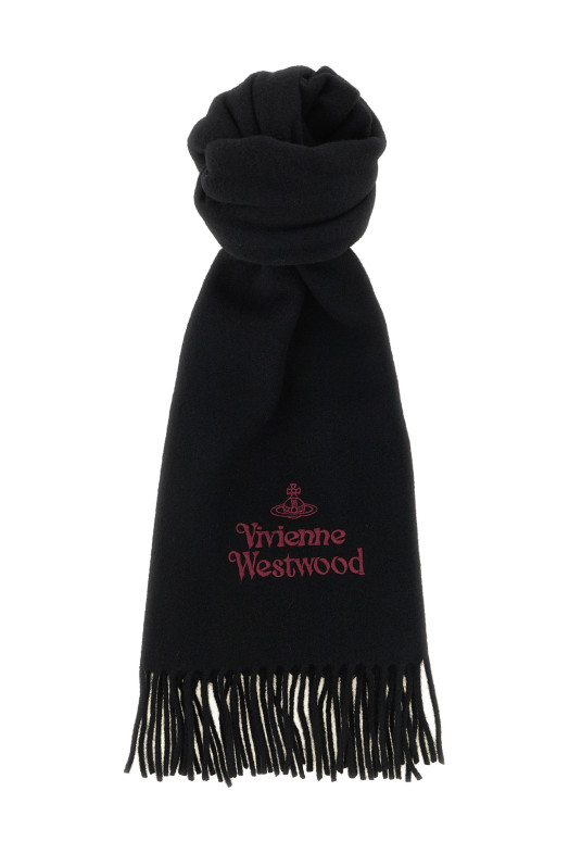 Logo embroidery scarf Black