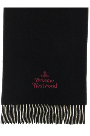 Logo embroidery scarf Black