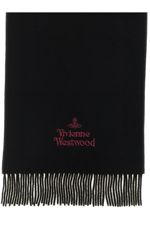 Logo embroidery scarf Black