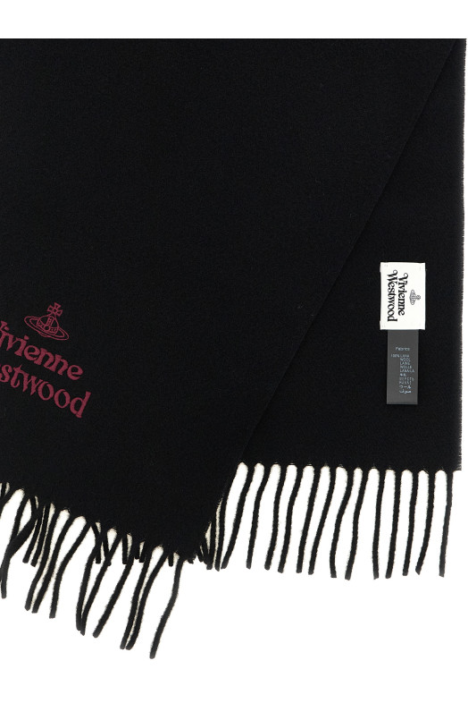 Logo embroidery scarf Black