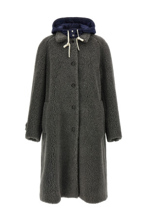 Teddy Nylon Hooded Coat Gray