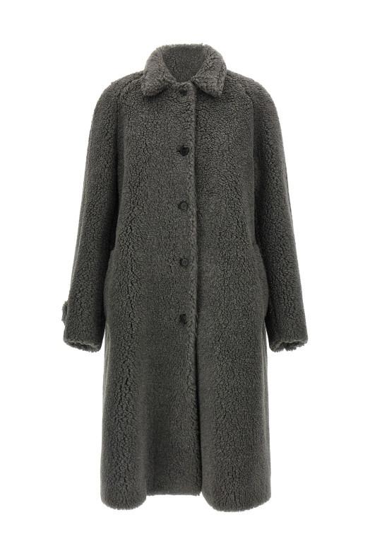 Teddy Nylon Hooded Coat Gray