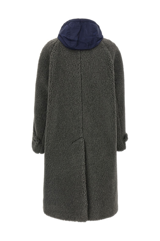 Teddy Nylon Hooded Coat Gray