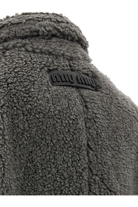 Teddy Nylon Hooded Coat Gray