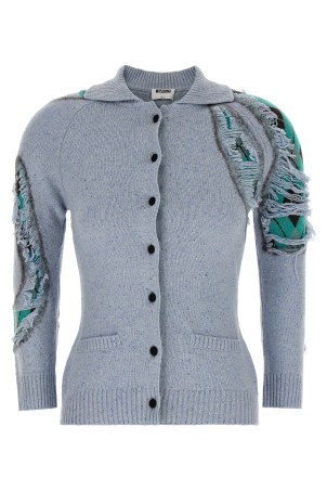 'Distressed Argyle' cardigan BLUE