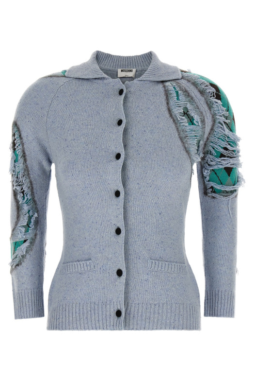 'Distressed Argyle' cardigan BLUE