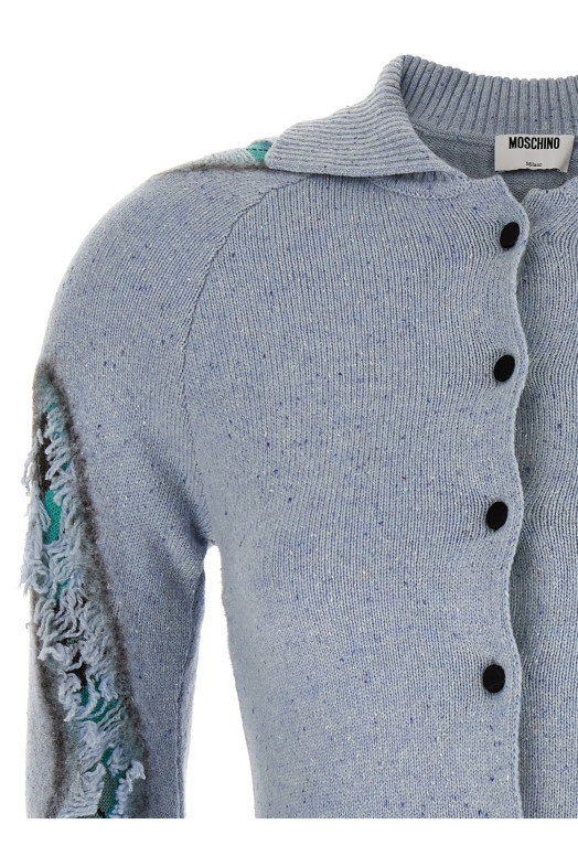'Distressed Argyle' cardigan BLUE