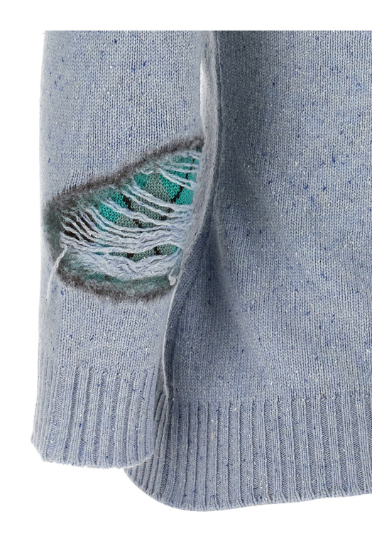 'Distressed Argyle' cardigan BLUE