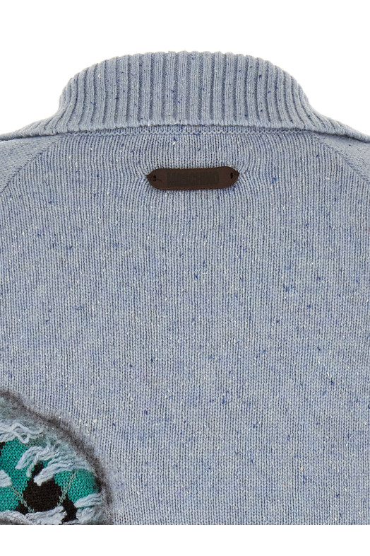 'Distressed Argyle' cardigan BLUE