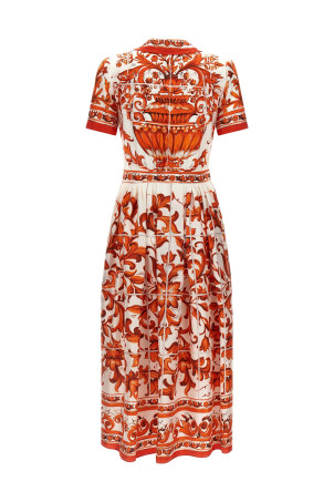 'Maiolica' print dress orange