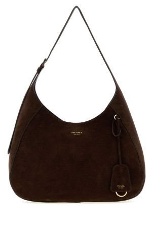 Dark brown suede large Boogie shoulder bag PRADA (1BC2992C4S)