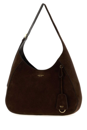 Dark brown suede large Boogie shoulder bag PRADA (1BC2992C4S)