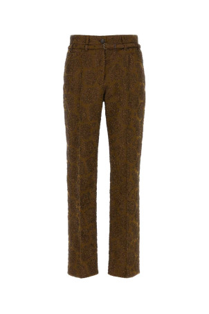 Brown stretch jacquard Persy pant DRIES VAN NOTEN (2620109084074)
