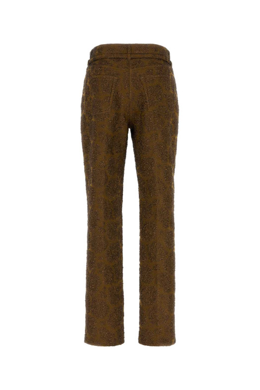 Brown stretch jacquard Persy pant DRIES VAN NOTEN (2620109084074)