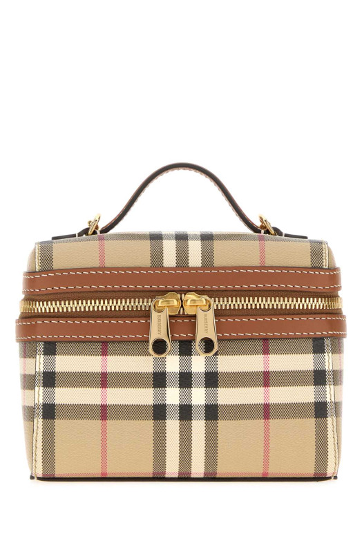 Мини-сумочка «Vanity» из холста с принтом, многоцветная, BURBERRY (8128009)