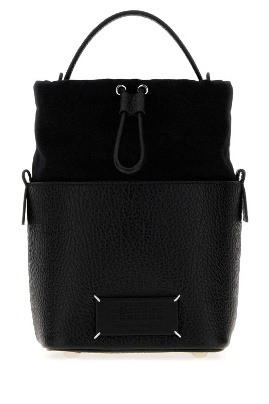 Black leather and fabric small 5AC bucket bag MAISON MARGIELA (SB1WG0087P8833)