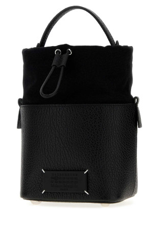 Black leather and fabric small 5AC bucket bag MAISON MARGIELA (SB1WG0087P8833)