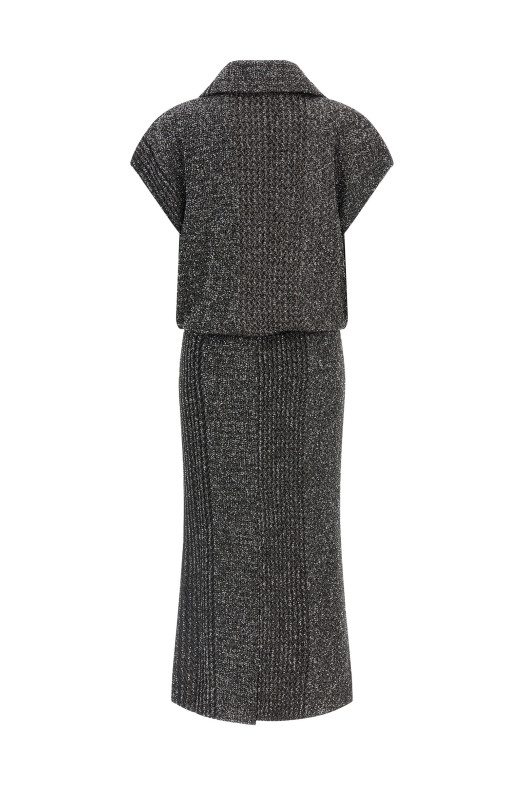 Платье с пайетками в зигзагообразном узоре, серое MISSONI DS26WG4GBC006RS91TP