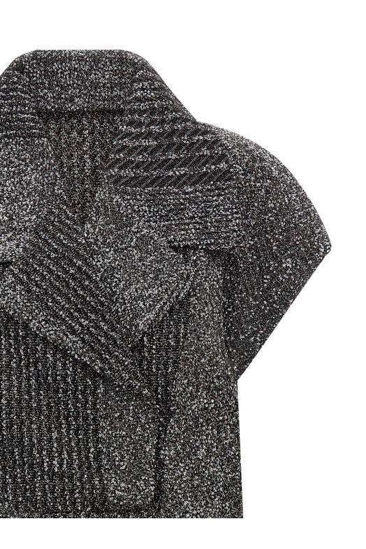 Платье с пайетками в зигзагообразном узоре, серое MISSONI DS26WG4GBC006RS91TP